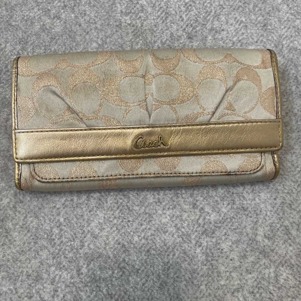 Coach Gold and Tan Women's Wallet